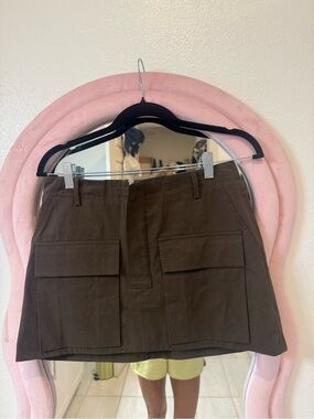 Dark Brown Cargo Pocket Mini Skirt - Women